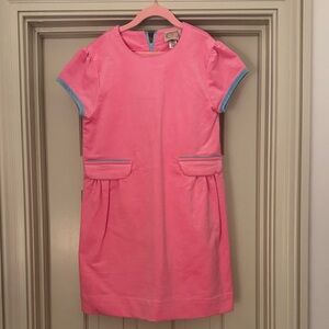The Beaufort Bonnet Company Pink Dress with Blue Trim